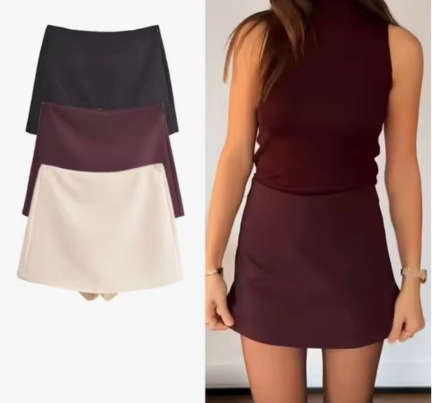 New spring woman solid skirt fashion casual side zipper mini skirt