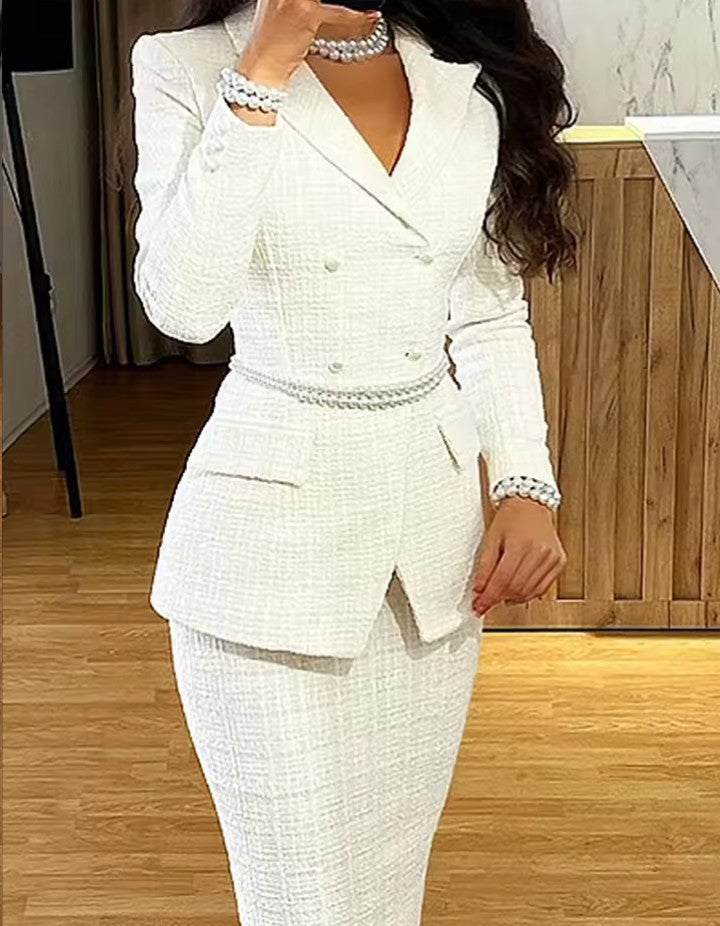 Fashionable elegant urban regular fit lapel collar long sleeves