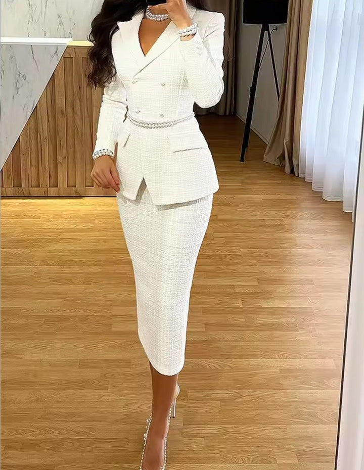 Fashionable elegant urban regular fit lapel collar long sleeves